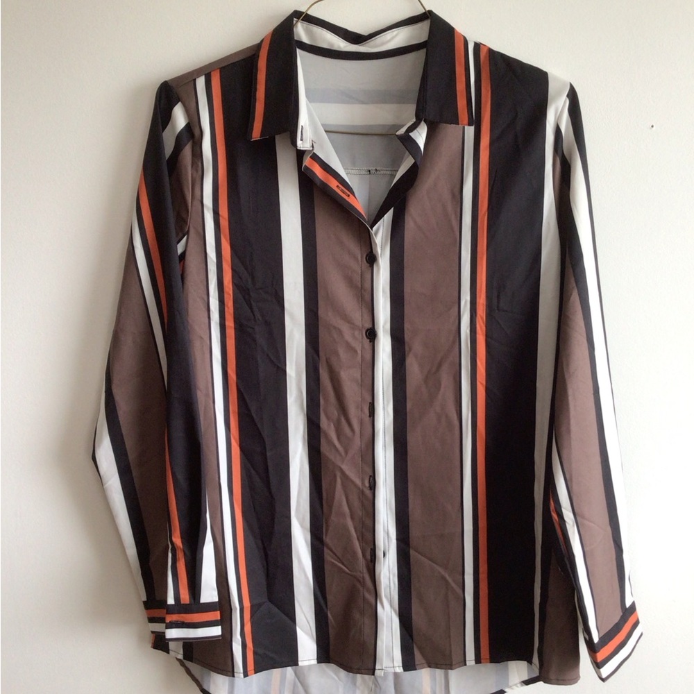2/$12 Striped Button Down Blouse